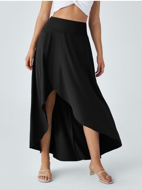 HALARA Dresses & Skirts - NWT Halara Breezefull High-Low High Waisted Ruffle 2-in-1 Maxi Skirt Black M 8